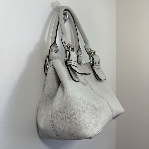 Tignanello Perfect 10 Shopper Tote White Pebbled Leather Handbag Satchel - Picture 4 of 16